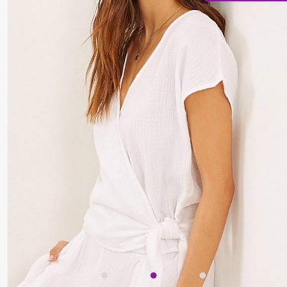 Three Dots Double Gauze Wrap Top - Picture 2 of 4